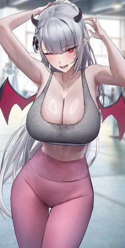 demon girl in sports bra [original]