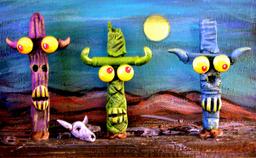 DESERT MOON SPIRITS - Sculpture/Painting Diorama by Gary Wray (me) - 2015
