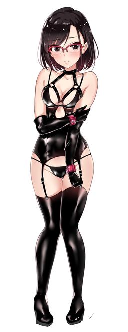 Wearing bondage outfits makes her nervous (Murabito C on Pixiv) [Artist's OC]